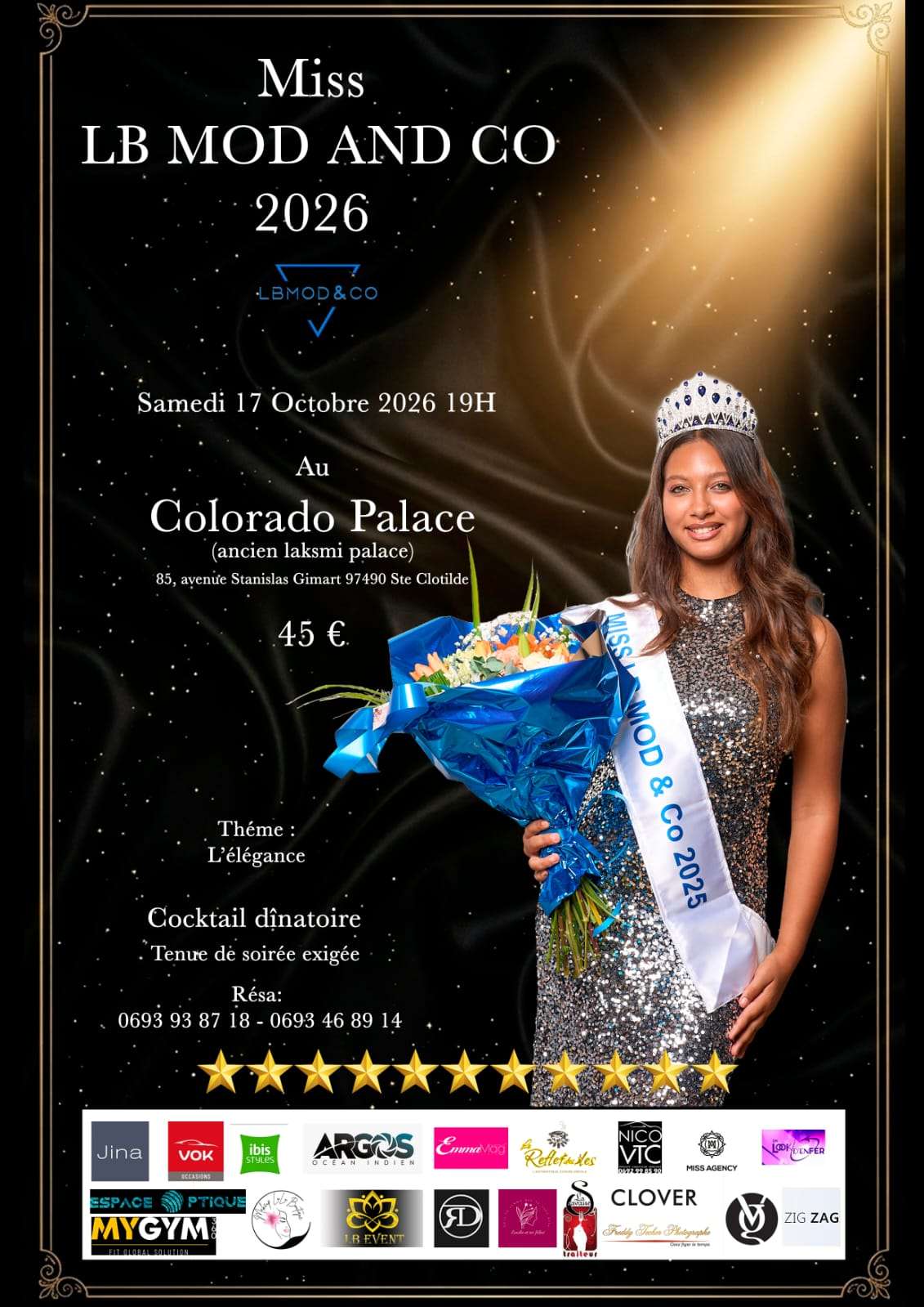 Nico VTC Partenaire Officiel Élection Miss LB Mod And Co 2026 La Réunion Affiche de l'élection Miss LB Mod And Co 2026 à La Réunion — Nico VTC chauffeur partenaire officiel transport