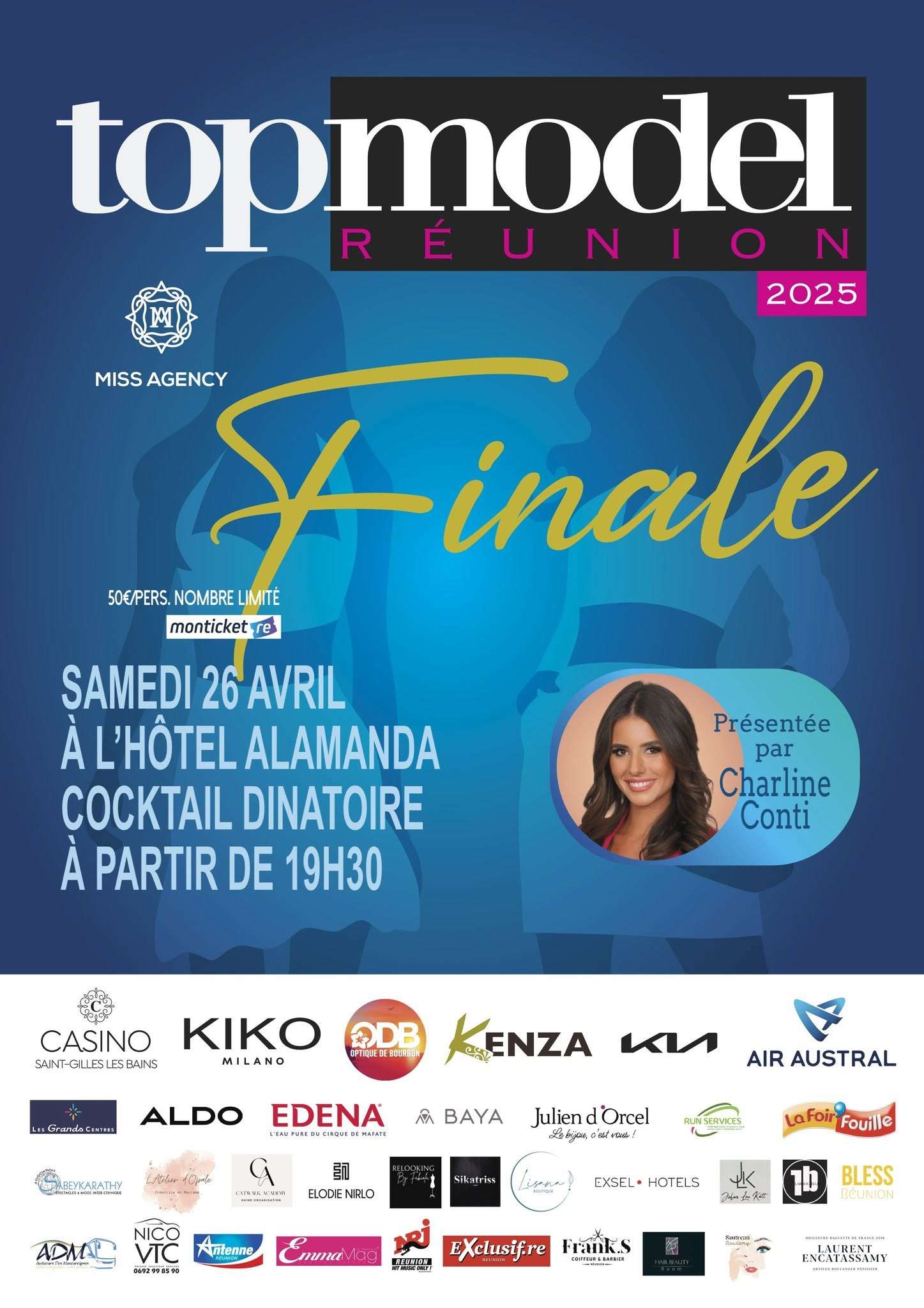 Nico VTC Partenaire Finale Top Model Réunion 2025 — Hôtel Alamanda Affiche Finale Top Model Réunion 2025 à l'Hôtel Alamanda — Nico VTC chauffeur partenaire transport officiel